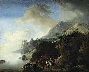Philips Wouwerman Travelers Awaiting a Ferry oil on canvas